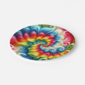 Psychedelische Regenbogen-Tie-Dye-Retro-Papierplat Pappteller (Schrägansicht)