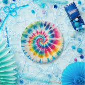 Psychedelische Regenbogen-Tie-Dye-Retro-Papierplat Pappteller (Party)