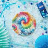 Psychedelische Regenbogen-Tie-Dye-Retro-Papierplat Pappteller (Party)