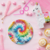 Psychedelische Regenbogen-Tie-Dye-Retro-Papierplat Pappteller (Party)