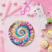 Psychedelische Regenbogen-Tie-Dye-Retro-Papierplat Pappteller (Party)