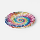 Psychedelische Regenbogen-Tie-Dye-Retro-Papierplat Pappteller (Schrägansicht)