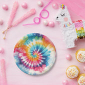 Psychedelische Regenbogen-Tie-Dye-Retro-Papierplat Pappteller (Party)
