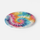 Psychedelische Regenbogen-Tie-Dye-Retro-Papierplat Pappteller (Schrägansicht)