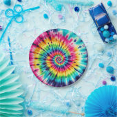 Psychedelische Regenbogen-Tie-Dye-Retro-Papierplat Pappteller (Party)