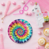Psychedelische Regenbogen-Tie-Dye-Retro-Papierplat Pappteller (Party)