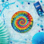 Psychedelische Regenbogen-Tie-Dye-Retro-Papierplat Pappteller (Party)