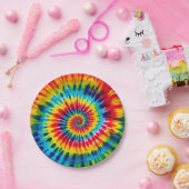 Psychedelische Regenbogen-Tie-Dye-Retro-Papierplat Pappteller (Party)