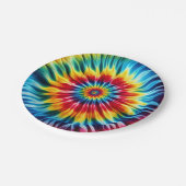 Psychedelische Regenbogen-Tie-Dye-Retro-Papierplat Pappteller (Schrägansicht)