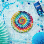 Psychedelische Regenbogen-Tie-Dye-Retro-Papierplat Pappteller (Party)