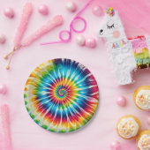 Psychedelische Regenbogen-Tie-Dye-Retro-Papierplat Pappteller (Party)