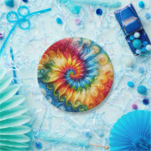 Psychedelische Regenbogen-Tie-Dye-Retro-Papiertell Pappteller (Party)