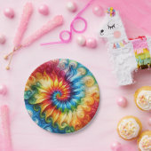 Psychedelische Regenbogen-Tie-Dye-Retro-Papiertell Pappteller (Party)