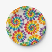 Psychedelische Regenbogen-Tie-Dye-Retro-Papiertell Pappteller (Vorderseite)