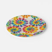 Psychedelische Regenbogen-Tie-Dye-Retro-Papiertell Pappteller (Schrägansicht)