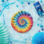Psychedelische Regenbogen-Tie-Dye-Retro-Papiertell Pappteller (Party)