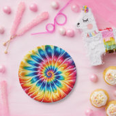Psychedelische Regenbogen-Tie-Dye-Retro-Papiertell Pappteller (Party)