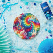 Psychedelische Regenbogen-Tie-Dye-Retro-Papiertell Pappteller (Party)
