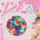 Psychedelische Regenbogen-Tie-Dye-Retro-Papiertell Pappteller (Party)