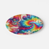 Psychedelische Regenbogen-Tie-Dye-Retro-Papiertell Pappteller (Schrägansicht)