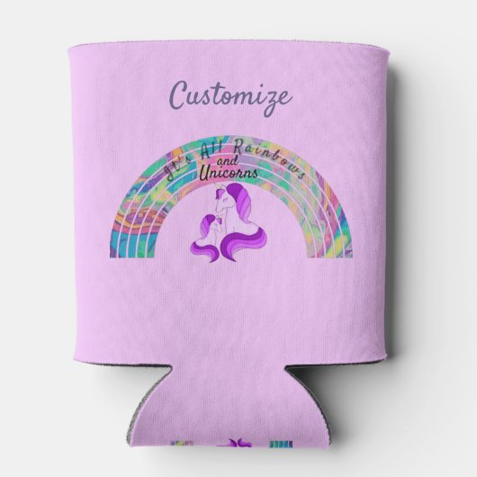 Psychedelische Regenbogen und Einhörner Thunder_Co Dosenkühler (Rückseite)