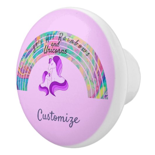 Psychedelische Regenbogen und Einhörner Thunder_Co Keramikknauf (Rechts)
