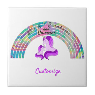 Psychedelische Regenbogen und Unicorns Thunder_Cov Fliese