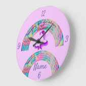 Psychedelische Regenbogen und Unicorns Thunder_Cov Große Wanduhr (Winkel)