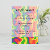 Psychedelische Regenbogenhochzeit Einladung (Stehend Vorderseite)