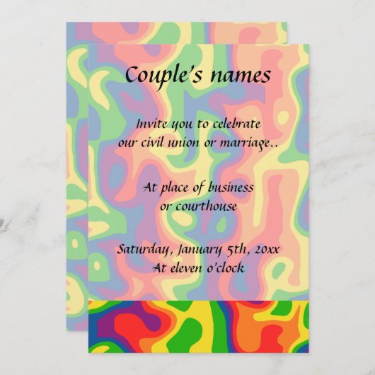 Psychedelische Regenbogenhochzeit Einladung (Vorne/Hinten)