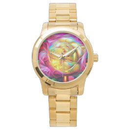 Psychedelische RegenbogenRose Armbanduhr