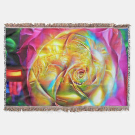 Psychedelische RegenbogenRose Decke