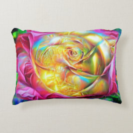 Psychedelische RegenbogenRose Dekokissen