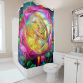Psychedelische RegenbogenRose Duschvorhang (Beispiel)