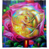 Psychedelische RegenbogenRose Duschvorhang (Vorderseite)