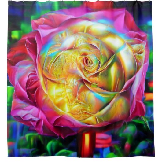 Psychedelische RegenbogenRose Duschvorhang (Vorderseite)