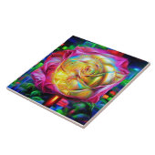 Psychedelische RegenbogenRose Fliese (Seite)