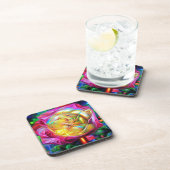 Psychedelische RegenbogenRose Getränkeuntersetzer (Rechte Seite)