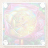 Psychedelische RegenbogenRose Glasuntersetzer (Rückseite)