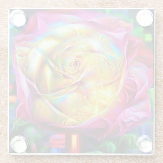 Psychedelische RegenbogenRose Glasuntersetzer (Rückseite)