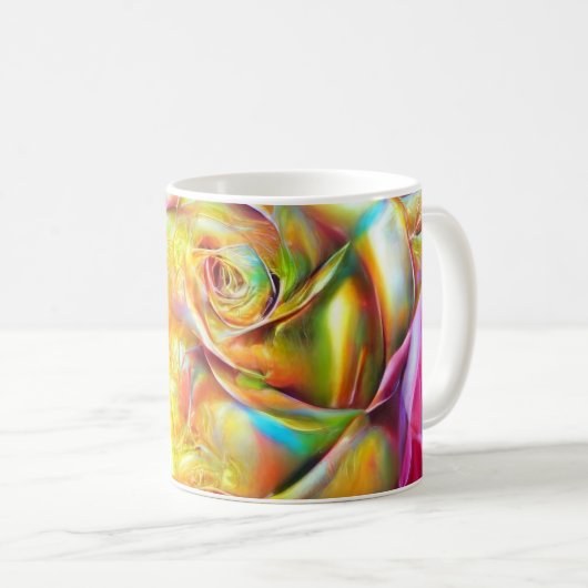 Psychedelische RegenbogenRose Kaffeetasse (VorderseiteRechts)