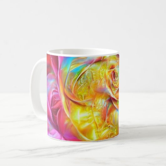 Psychedelische RegenbogenRose Kaffeetasse (Vorderseite Links)