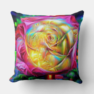 Psychedelische RegenbogenRose Kissen
