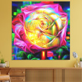 Psychedelische RegenbogenRose Leinwanddruck (Insitu (Wohnzimmer))