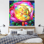 Psychedelische RegenbogenRose Leinwanddruck (Insitu (Schlafzimmer))