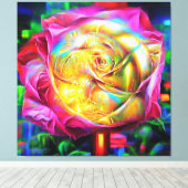 Psychedelische RegenbogenRose Leinwanddruck (Insitu (Holzboden))