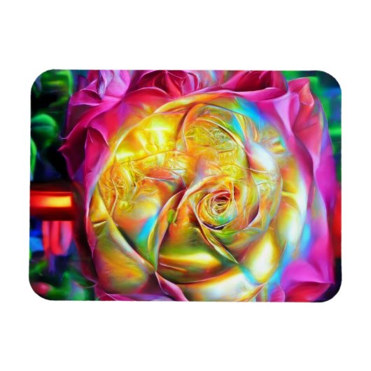 Psychedelische RegenbogenRose Magnet (Horizontal)