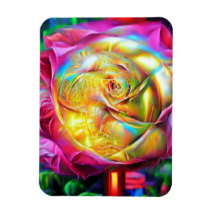 Psychedelische RegenbogenRose Magnet