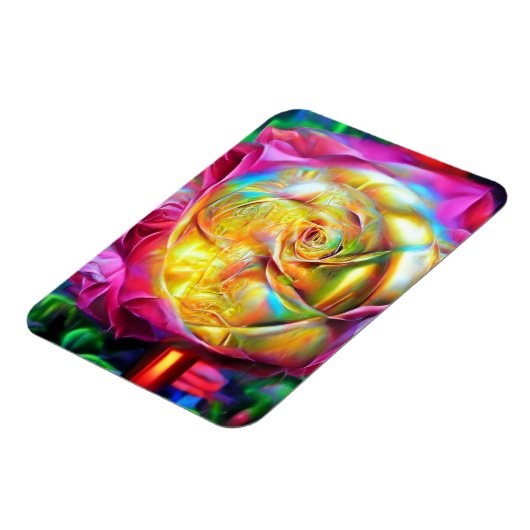 Psychedelische RegenbogenRose Magnet (Linke Seite)