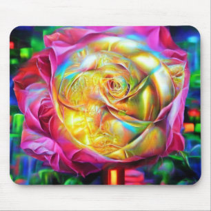 Psychedelische RegenbogenRose Mousepad